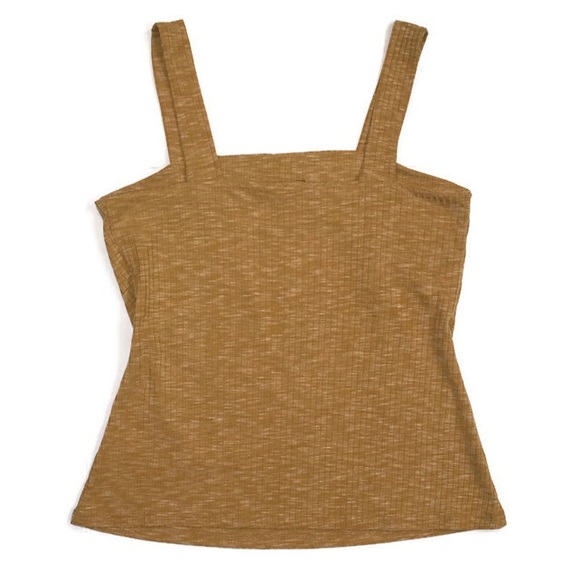 Bobeau Ribbed Marl Square Neck Tank Top in Mustard - Picture 12 of 12